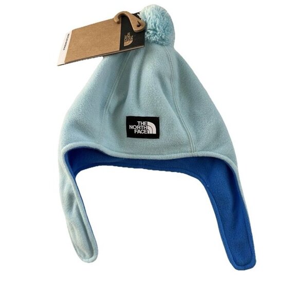 THE NORTH FACE BABY GLACIER FLEECE HAT BLUE SIZE BABY 6-24 MONTHS NWT - Picture 1 of 6